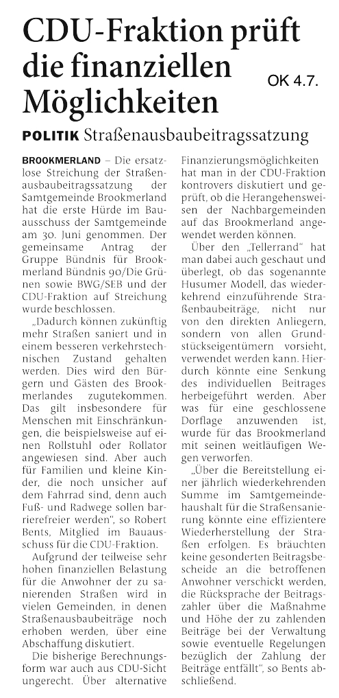 Mit freundlicher Genehmigung des Ostfriesischen Kurier vom 04.Juli 2020